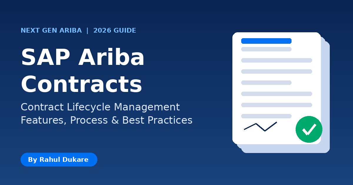 SAP Ariba Contracts guide cover showing a signed contract document with a green approval check